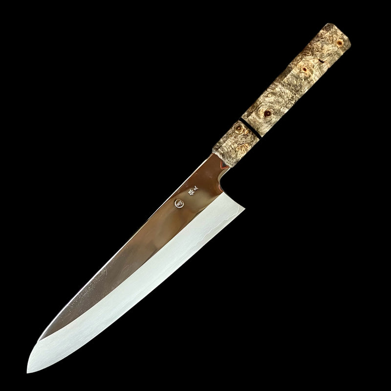 Custom Tadokoro Nakagawa Mirror Polish Ginsan 3 Gyuto 260 (250 edge) - Buckeye burl