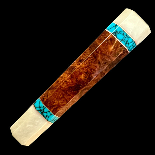 Custom Japanese Knife handle (wa handle)  for 240mm -  Amboyna burl and turquoise