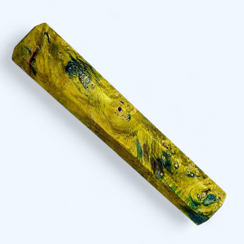 Custom Japanese Knife handle (wa handle)  for 165-210 - Dyed yellow green burl