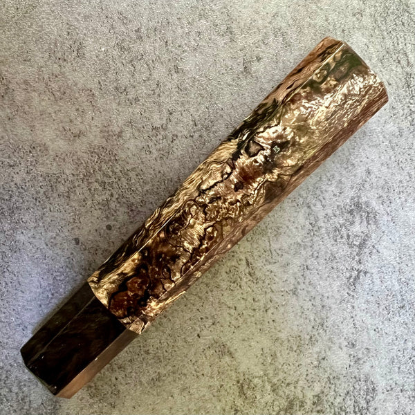 Custom Japanese Knife handle (wa handle)  for 240mm -  Spalted Oak Burl and horn