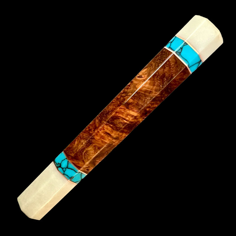 Custom Japanese Knife handle (wa handle)  for 240mm -  Amboyna burl and turquoise