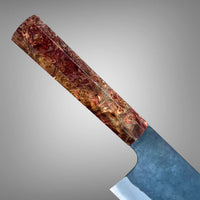 Custom Shiro Kamo AS Kurouchi TALL Nakiri 165mm - Double dyed maple burl
