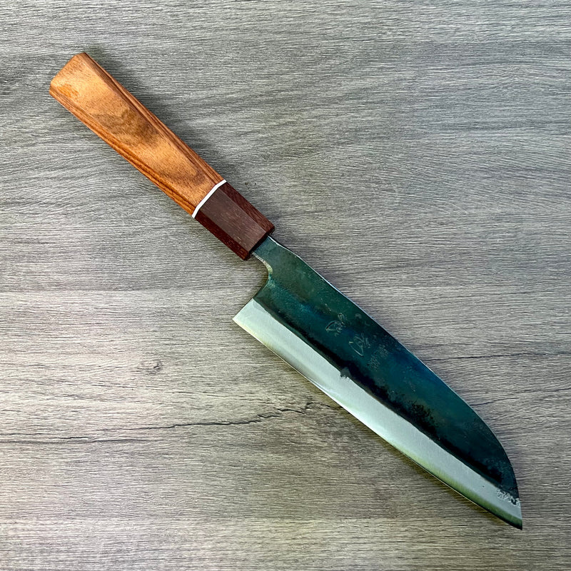 Custom Hatsukokoro Komugei Ironclad Blue 1 Santoku 165mm mm - Morado and Katalox