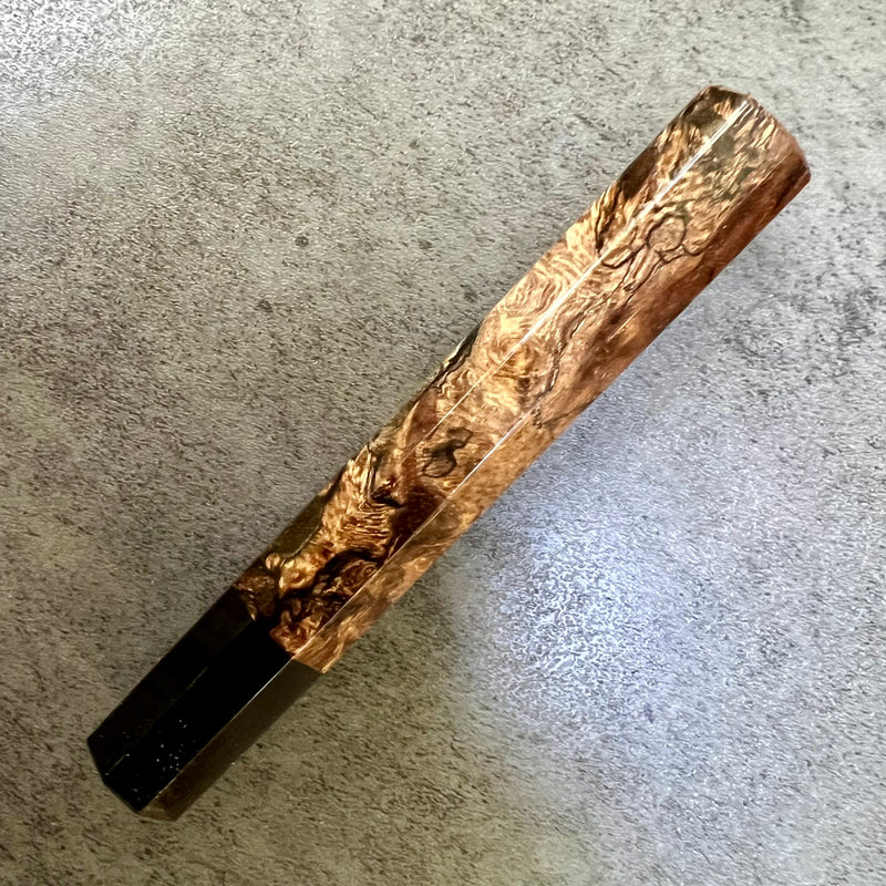 Custom Japanese Knife handle (wa handle)  for 165-210mm : Spalted oak burl and horn