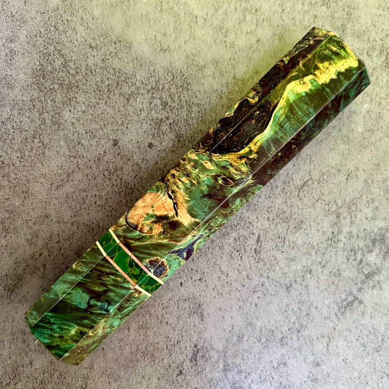 Custom Japanese Knife handle (wa handle)  for 165-210mm :  Dyed box elder & Arizona jade