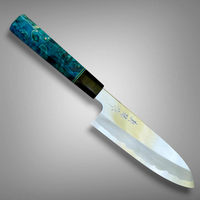 Custom Tadokoro Nakagawa  Aogami 2 Santoku 180 mm Hon Kasumi  Finish - Box elder burl and buffalo horn