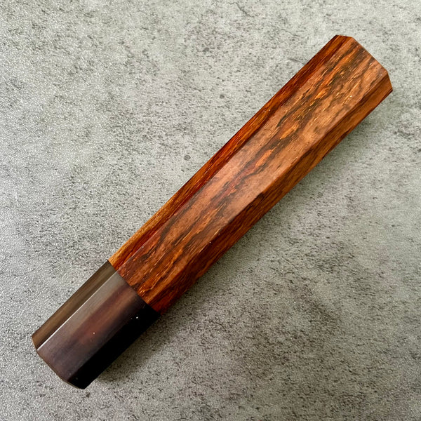 Custom Japanese Knife handle (wa handle)  for 165- 210mm : Figured Siamese rosewood marbled dark horn