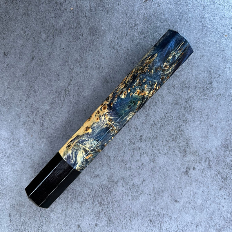 Custom Japanese Knife handle (wa handle)  for 165-210mm - Blue dyed Canadian Yellow Cedar