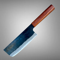 Custom Shiro Kamo AS Kurouchi TALL Nakiri 165mm - Honduran Rosewood, Rokkaku Hanmaru shaped