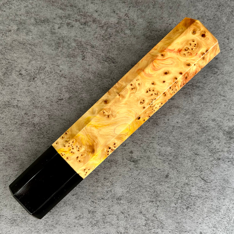 Custom Japanese Knife handle (wa handle)  for 240mm - Canadian yellow cedar burl and horn