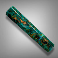 Custom Japanese Knife handle (wa handle)  for 165-210 mm: Teal Dyed Karelian Birch and Vintage Poker Chip