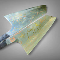 Takeshi Saji Rainbow Ao 2 Damascus Bunka 180mm - blade only