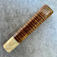 Custom Japanese Knife handle (wa handle)  for 165-210mm - Chocolate Koa with tight curl and blonde horn