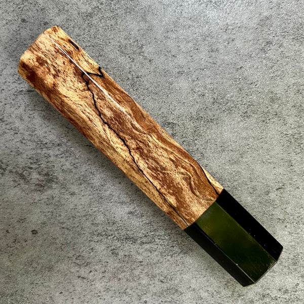 Custom Japanese Knife handle (wa handle)  for 210mm : Spalted quilted maple and horn