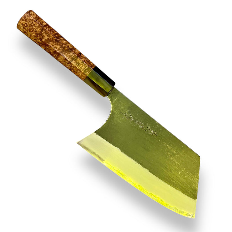 Custom Sugi Tadokoro Nakagawa W2 Tank 180mm - Amboyna burl and marbled horn