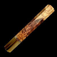 Custom Japanese Knife handle (wa handle)  for 240mm -  Two tone Honduran  rosewood burl with marbled horn