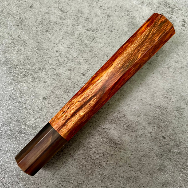 Custom Japanese Knife handle (wa handle)  for 165- 210mm : Figured Siamese rosewood marbled dark horn