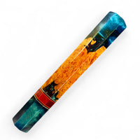 Japanese Knife handle (wa handle)  for 240-260 mm :  Orange dyed box elder burl and blue hybrid