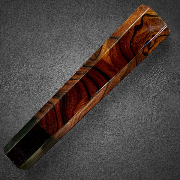 Custom Japanese Knife handle (wa handle)  for 210mm -  Desert Ironwood burl and horn