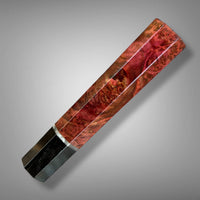 Custom Japanese Knife handle (wa handle)  for 165-210 mm: Dyed Maple Burl, horn and vintage poker chip