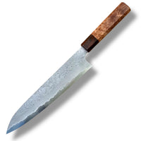 Custom Hatsukokoro Nigara Ryusui B2 Damascus  Tsuchime Gyuto 240 mm - Maple Burl and desert ironwood burl