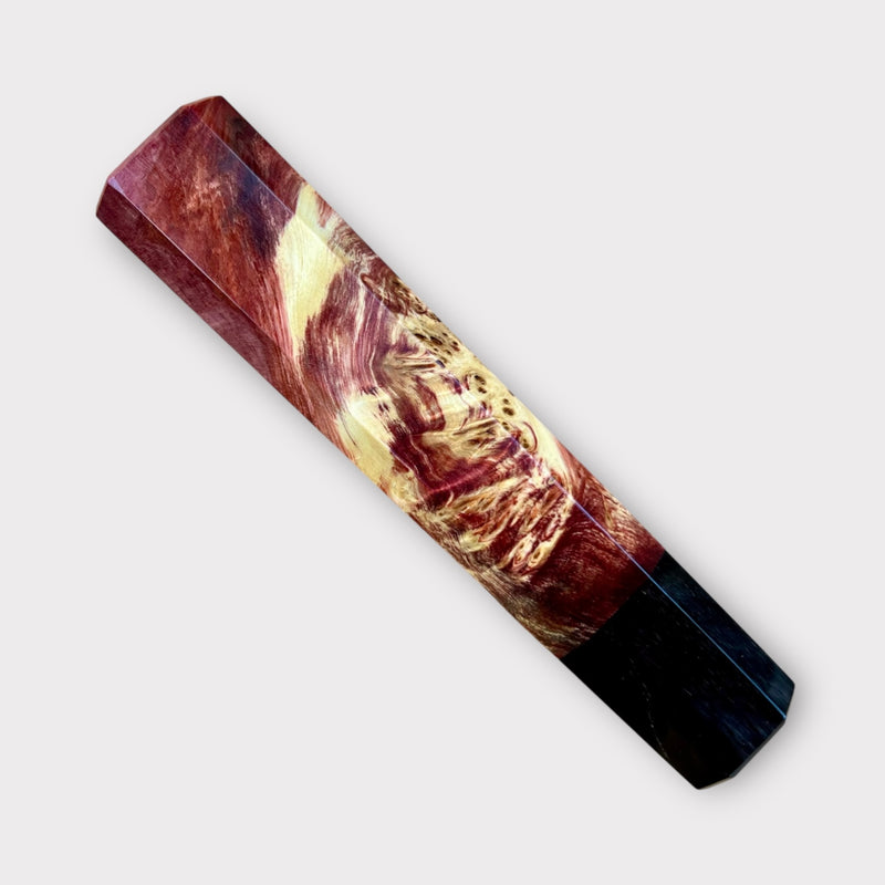 Custom Japanese Knife handle (wa handle)  for 240mm -  Red dyed Canadia Yellow cedar burl and horn