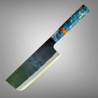 Custom Shiro Kamo AS Kurouchi TALL Nakiri 165mm - Double dyed Box Elder Burl