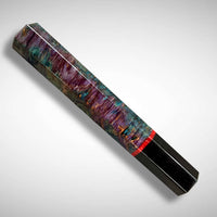 Japanese Knife handle (wa handle)  for 165-225 mm :  Double dyed maple burl, vintage poker chip and buffalo horn