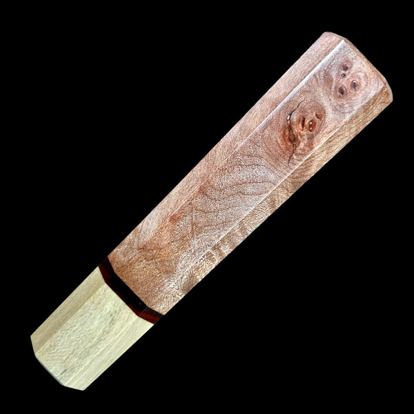 Custom Japanese Knife handle (wa handle)  for 165-210mm -  maple burl and holly