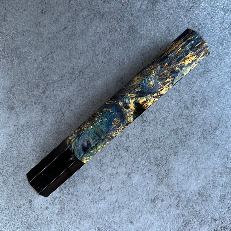 Custom Japanese Knife handle (wa handle)  for 165-210mm - Blue dyed Canadian Yellow Cedar