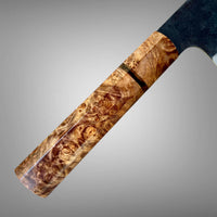 Custom Shiro Kamo AS Kurouchi TALL Nakiri 165mm - Double dyed maple burl