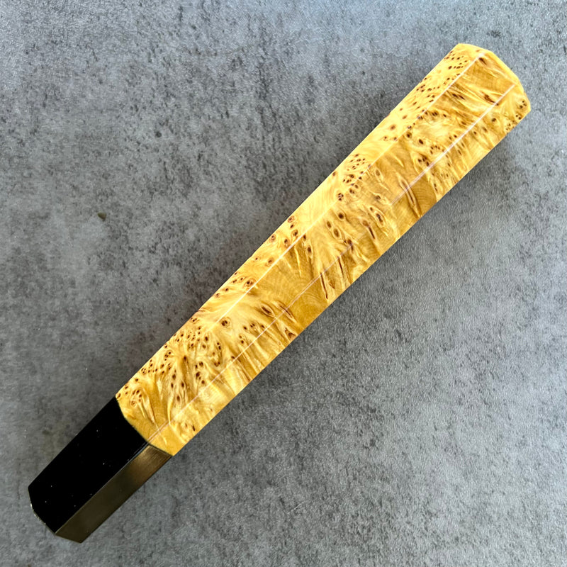 Custom Japanese Knife handle (wa handle)  for 240mm - Yellow Cedar Burl and horn