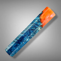 Custom Japanese Knife handle (wa handle)  for 165-210 mm: Dyed box elder burl hybrid blue/orange