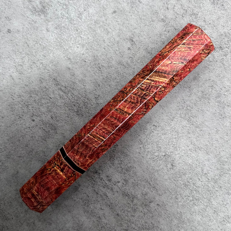 Custom Japanese Knife handle (wa handle)  for 240mm - Red dyed black ash bu