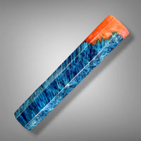 Custom Japanese Knife handle (wa handle)  for 165-210 mm: Dyed box elder burl hybrid blue/orange