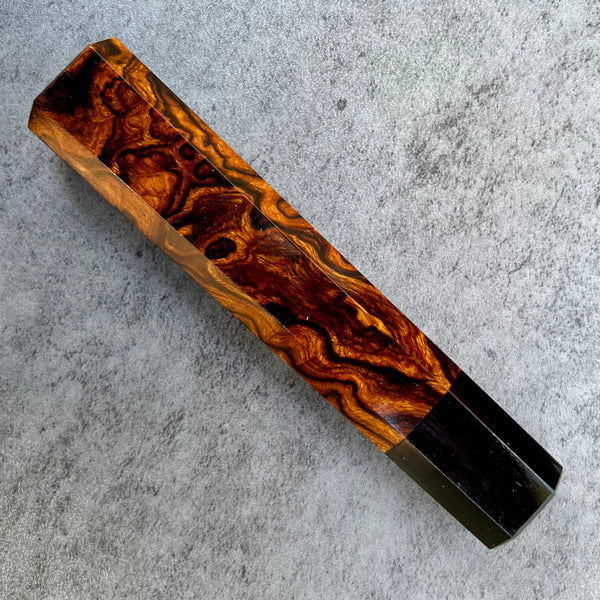 Custom Japanese Knife handle (wa handle)  for 240mm - Desert ironwood burl and buffalo horn