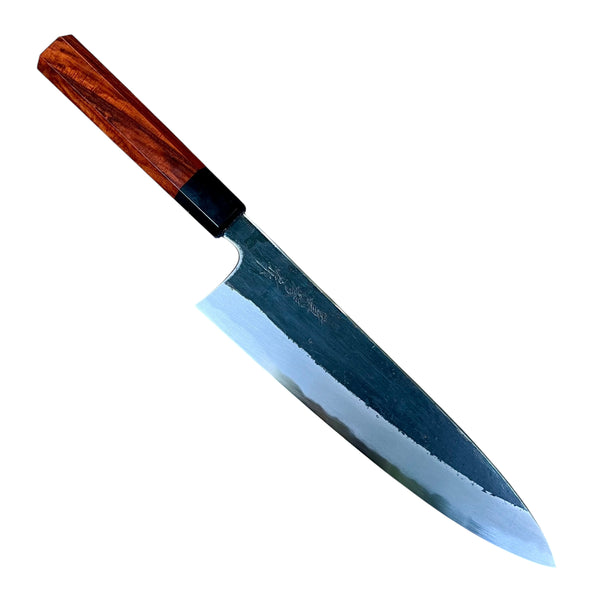 Sugi Tadokoro Tanaka Aogami Super Gyuto 240 Kurouchi Finish - Curly Siamese Rosewood and buffalo horn