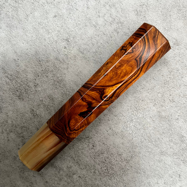 Custom Japanese Knife handle (wa handle)  for 165-210mm : Ironwood burl and marbled horn