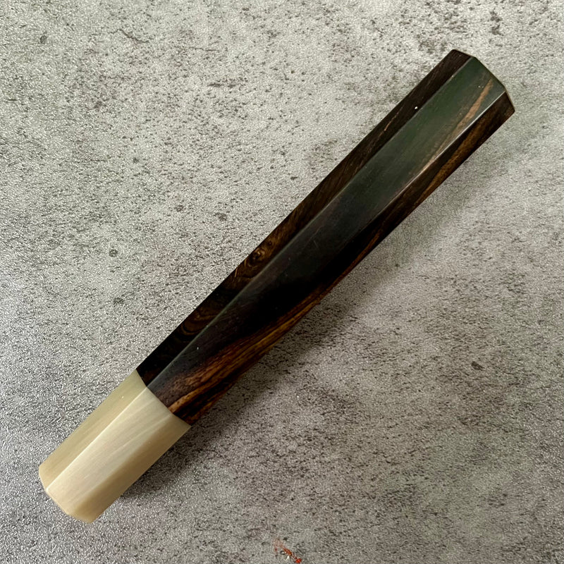 Custom Japanese Knife handle (wa handle)  for 210mm : Figured African Blackwood and marbled horn