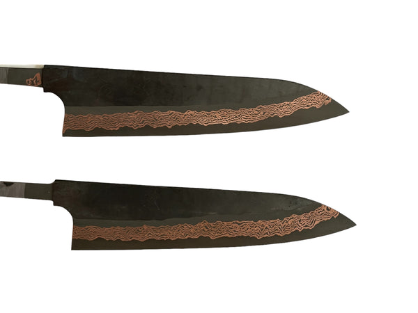 Hatsukokoro Dark Yorokobi Kurozome Copper SLD Gyuto 210 mm - Blade Only