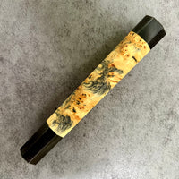 Custom Japanese Knife handle (wa handle)  for 240mm :  Black dyed Canadian Yellow Cedar burl