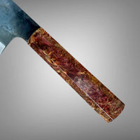 Custom Shiro Kamo AS Kurouchi TALL Nakiri 165mm - Double dyed maple burl