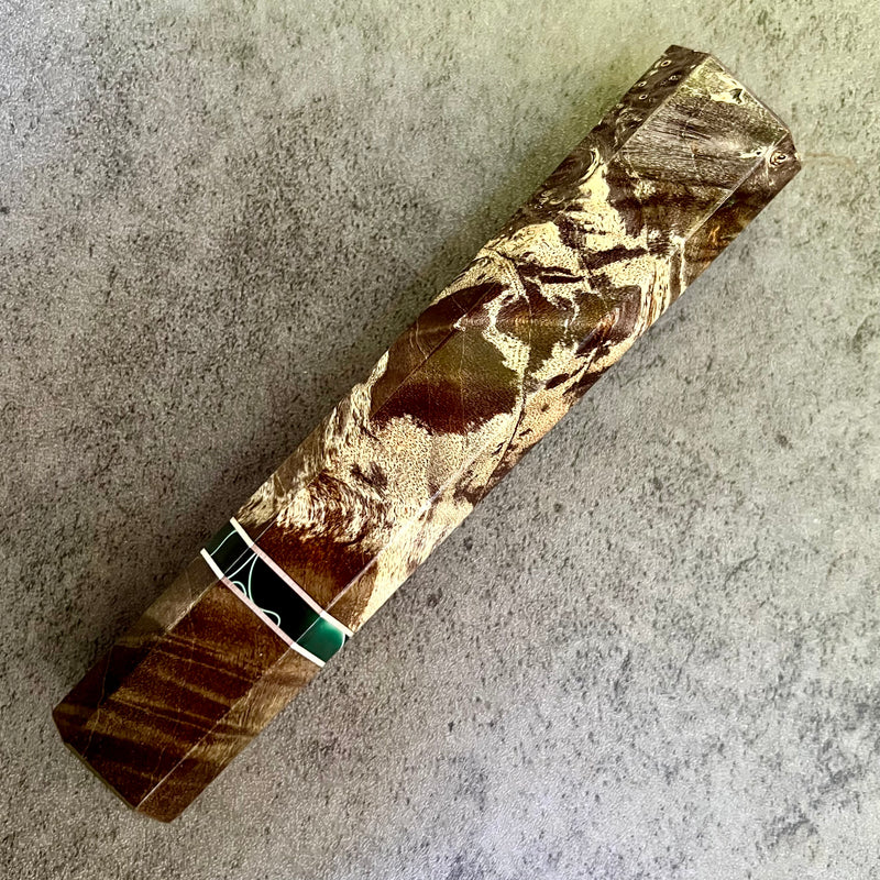 Custom Japanese Knife handle (wa handle)  for 240mm -  Dyed maple burl