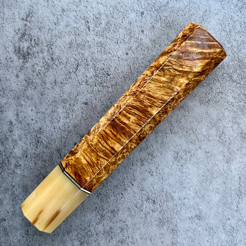 Custom Japanese Knife handle (wa handle)  for 240mm - Amboyna burl and blonde