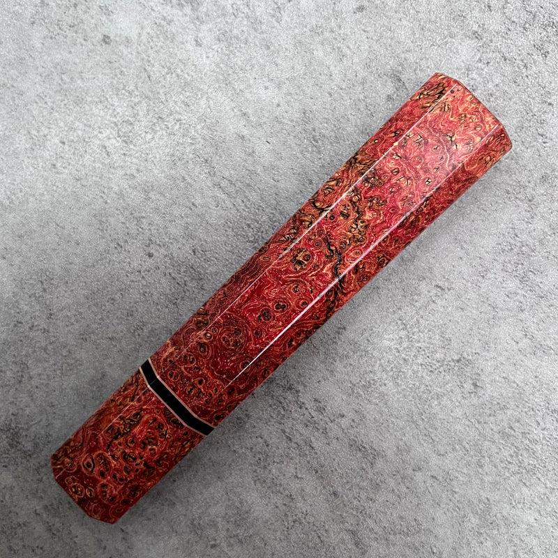 Custom Japanese Knife handle (wa handle)  for 240mm - Red dyed black ash bu