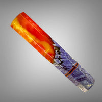 Custom Japanese Knife handle (wa handle)  for 165-210 :  Box elder burl hybrid - Purple dye, orange gold swirl