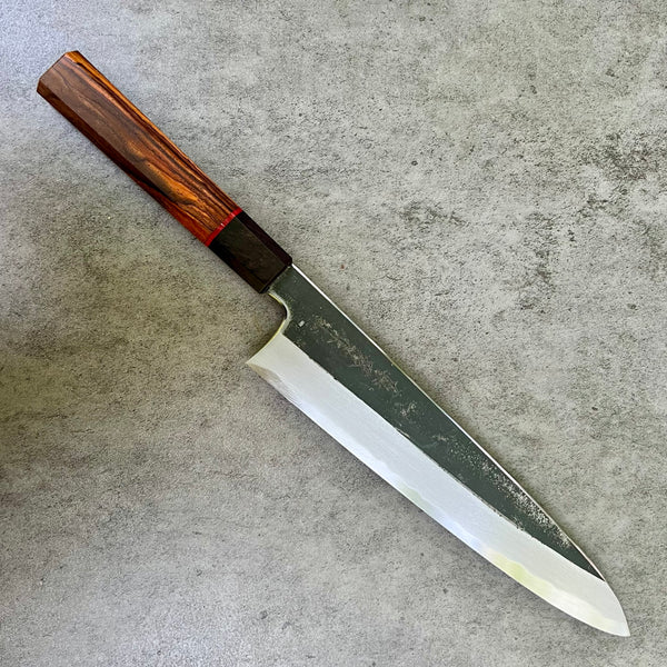 Custom Tadokoro Nakagawa White 2 Gyuto 240 mm Kurouchi Finish - Cocobolo,  African Blackwood and vintage poker chip