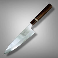 Custom Tadokoro x Tanaka Aogami Super Tall Gyuto 255mm Hon Kasumi Finish - Macassar Ebony, bronze and nickel-silver