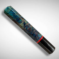 Japanese Knife handle (wa handle)  for 165-225 mm :  Double dyed maple burl, vintage poker chip and buffalo horn
