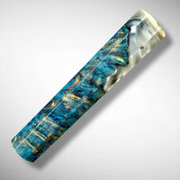Custom Japanese Knife handle (wa handle)  for 165-210 mm: Blue dyed box elder burl hybrid